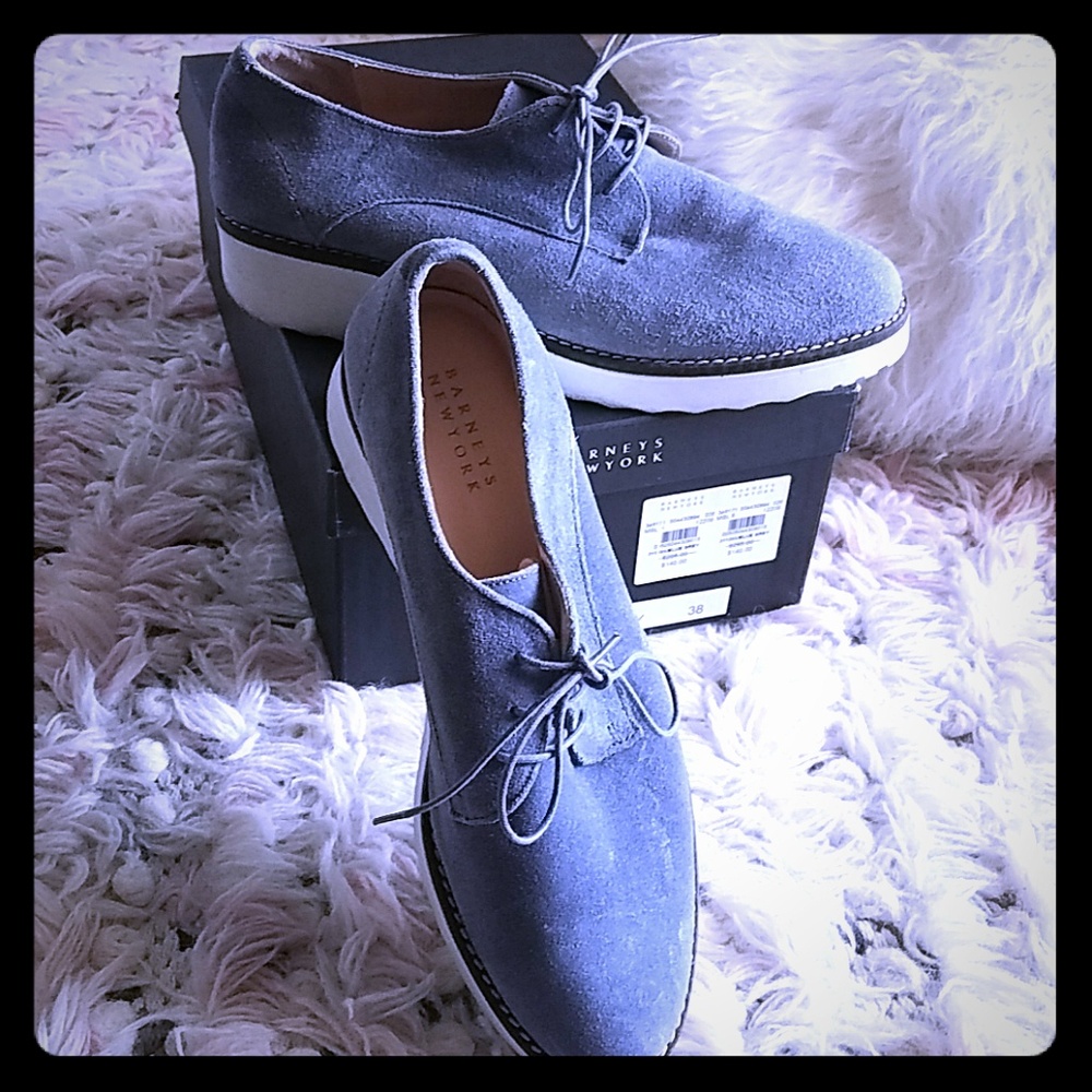 Barneys New York blue gray Suede Shoes